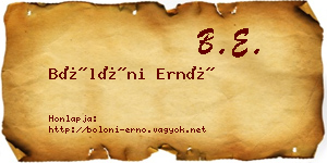 Bölöni Ernő névjegykártya